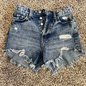 wild fable Distressed Button-Fly Denim Shorts - Blue